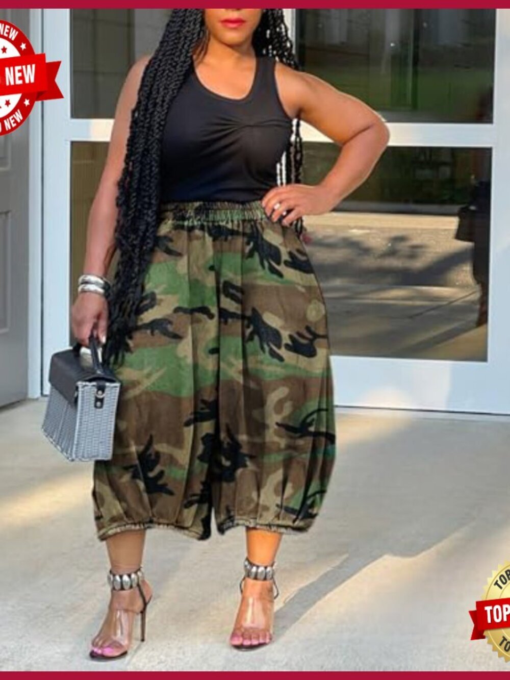 High Waist Wide Leg Camo Cargo Jeans Baggy Fatigue Pants Trousers - Picture 3 of 7